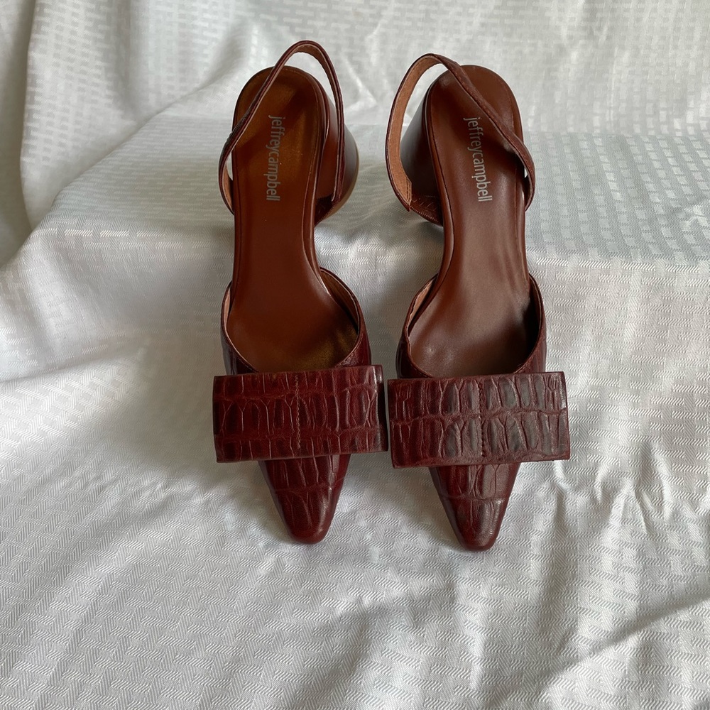Jeffrey Campbell Brown Croc-Embossed Heels